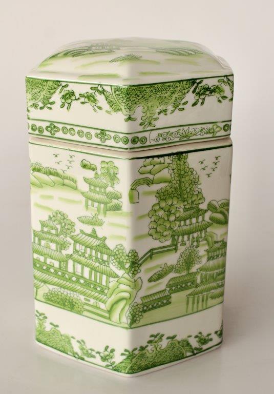 Large Lime Green Hexagonal Jar With Lid